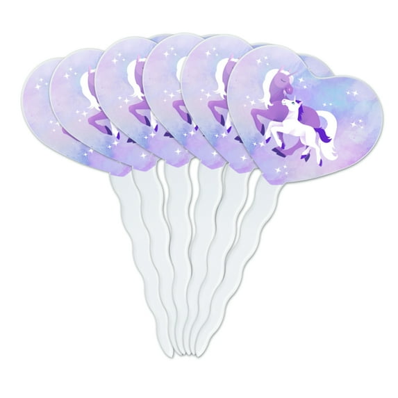 Magical Mom Unicorn and Baby Heart Love Cupcake Picks Toppers Decoration Set of 6