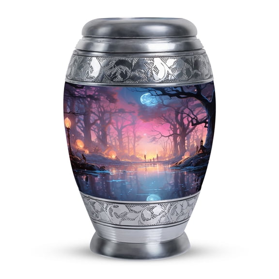 Magical Moonlit ForestYulong River Memorial Urn For Ashes For Women, Funeral Urns For Adult Ashes Men & Women, Burial Urns, Decorative Urns For Women's Ashes, Keepsakes Urn Ashes 3 Inch, Pack Of 1