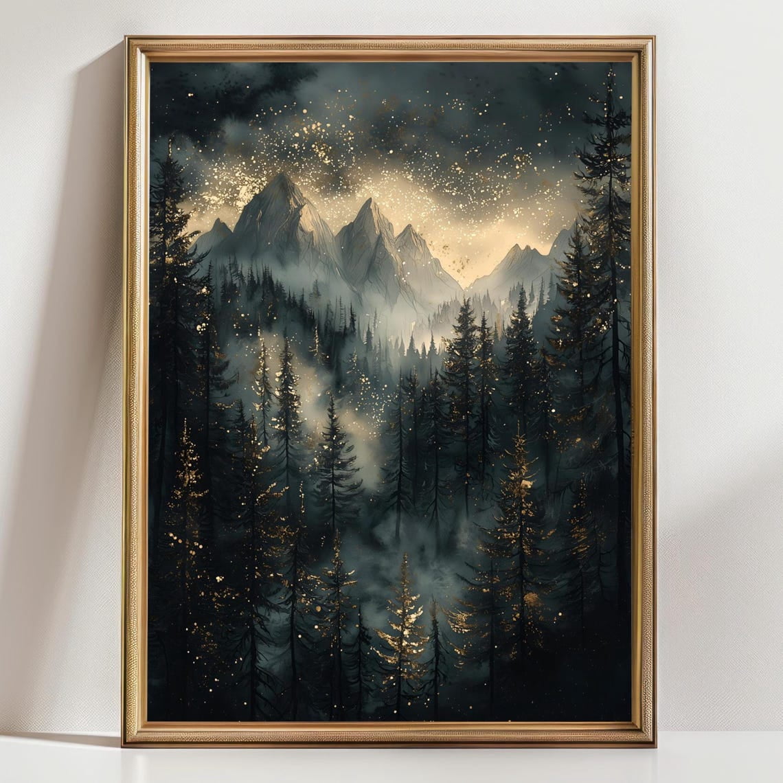 Magical Mountain Forest Wall Art – Dark Moody Landscape Print ...
