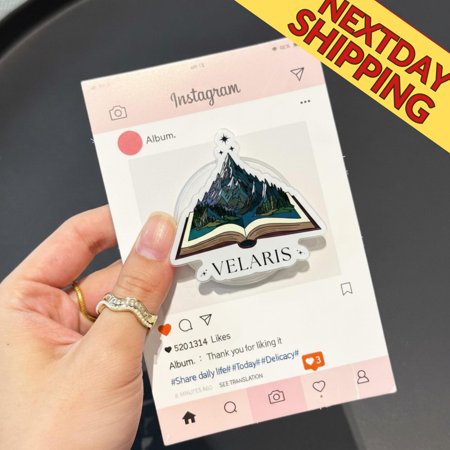 Magical Mountain and Book Magsafe Phone Grip – Fantasy Design with Stars & Majestic Peaks, Perfect Gift for Book Lover, Fantastic H8
