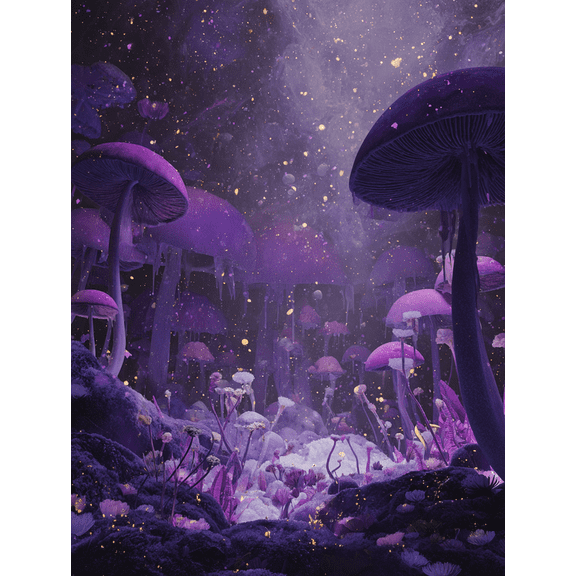 Magical Mushroom Forest Canvas Print for Living Room Bedroom Office Cafe Fantasy Room Decor