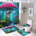 thumbnail image 1 of Magical Mushroom Forest Shower Curtain Waterproof Bathroom Curtain Set with Hooks Home Decor Bathroom Curtains 4pcs, 1 of 8
