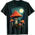 thumbnail image 1 of Magical Mushroom Forest T-Shirt Vibrant Red & White Mushrooms Under Full Moon Nature & Fantasy Design, 1 of 5