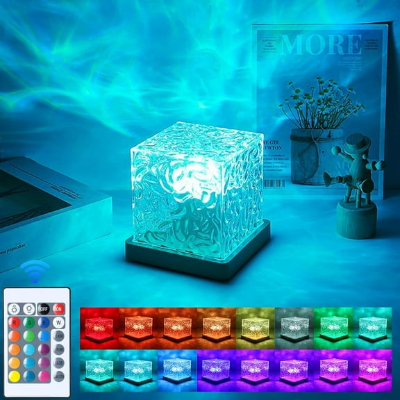 Magical Northern Lights Cube, Rechargeable,16-Color Dynamic Ripple Effect Mood Lamp with Remote for Living Room and Bedroom Decor
