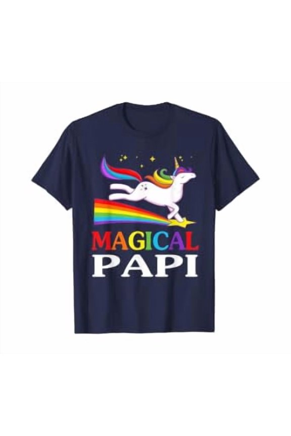 Magical Papi Unicorn Farting Rainbow Parents Day Gift T-Shirt