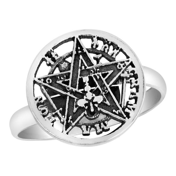 Magical Pentacle Seal of Solomon Sterling Silver Amulet Band Ring Anniversary Jewelry Gift for Women Size- 8