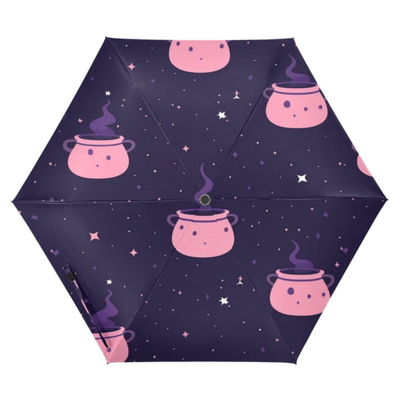 Magical Pink Pattern Folding Umbrella UV50+ Waterproof Sun Protection Auto Open Close Compact Fiberglass Frame