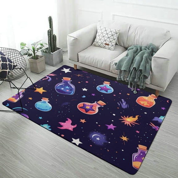 Magical Potions And Stars Pattern-1 Carpet Soft Comfy Rug for Home Living Room Bedroom Area Rug Non-slip Doormat Decor