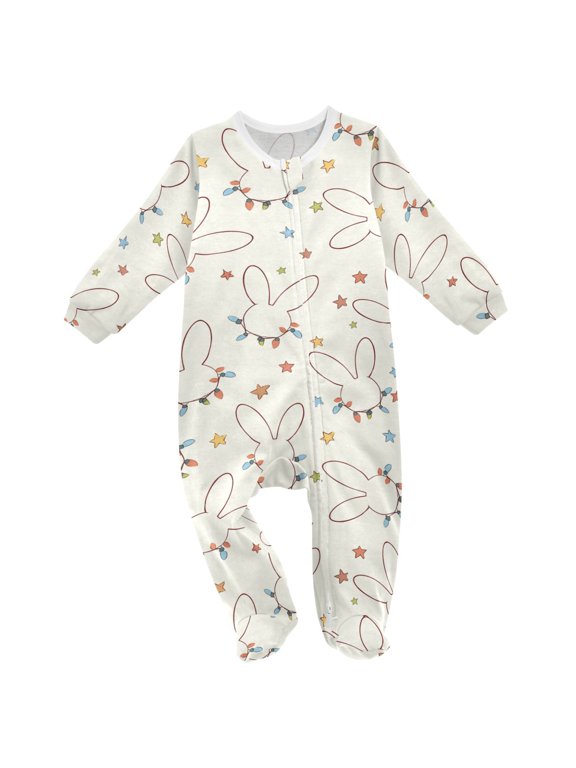 Magical Rabbit Christmas Baby Sleeper One-Piece Footies Newborn Roomper 3Months