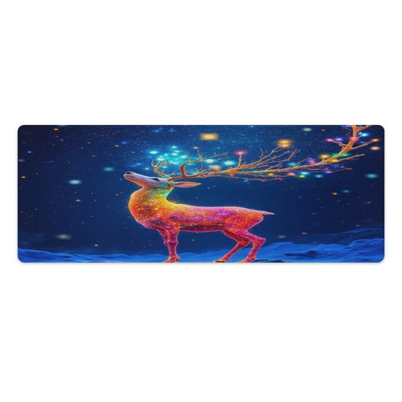 Magical Rainbow Deer in Winter Night Kitchen Mats Pvc 2PCS, Non-Slip Kitchen Pvc Mats And Rugs,Cushioned Anti Fatigue Standing Mat for Home