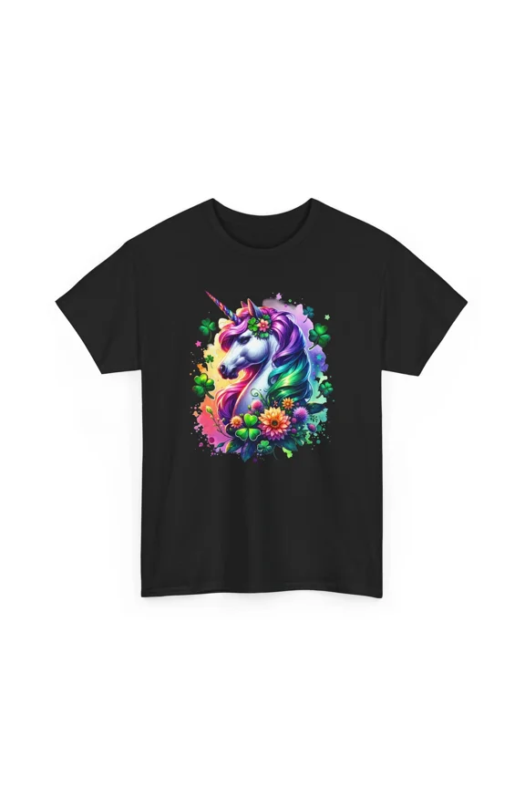 Magical Rainbow Unicorn Clover Unisex T-Shirt, S-5XL