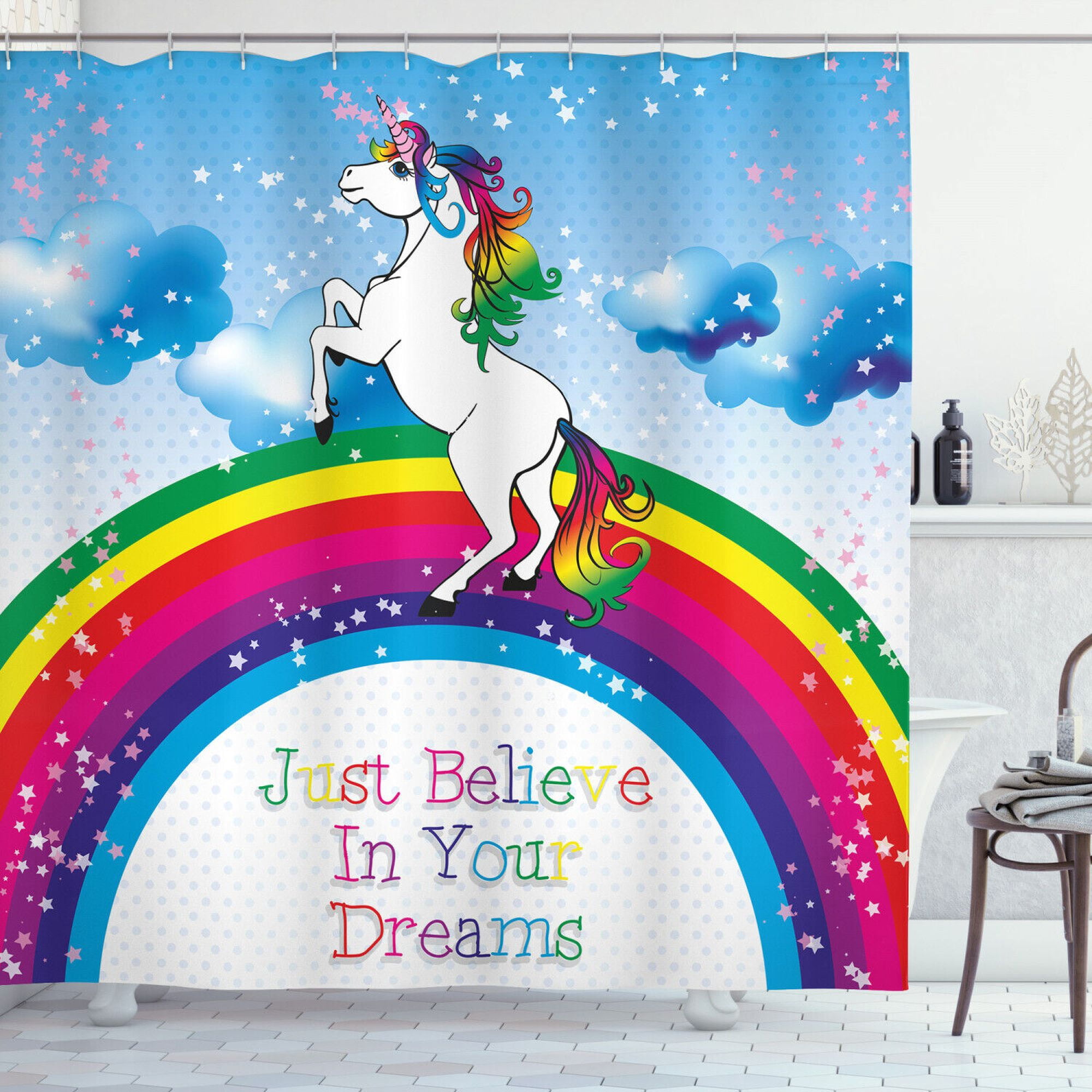 Magical Rainbow Unicorn Shower Curtain Transform Your Bathroom into a