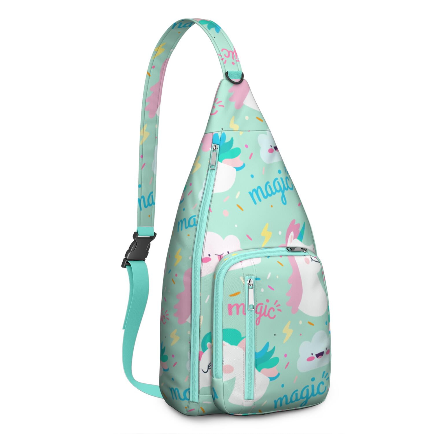 Magical Rainbow Unicorn Sling Bag - Mythical Horse Print Shoulder Backpack (Water-Resistant & Lightweight, Stylish Design)