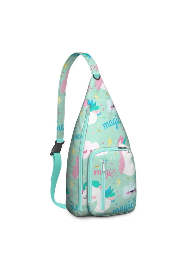 Magical Rainbow Unicorn Sling Bag - Mythical Horse Print Shoulder Backpack (Water-Resistant & Lightweight, Stylish Design)