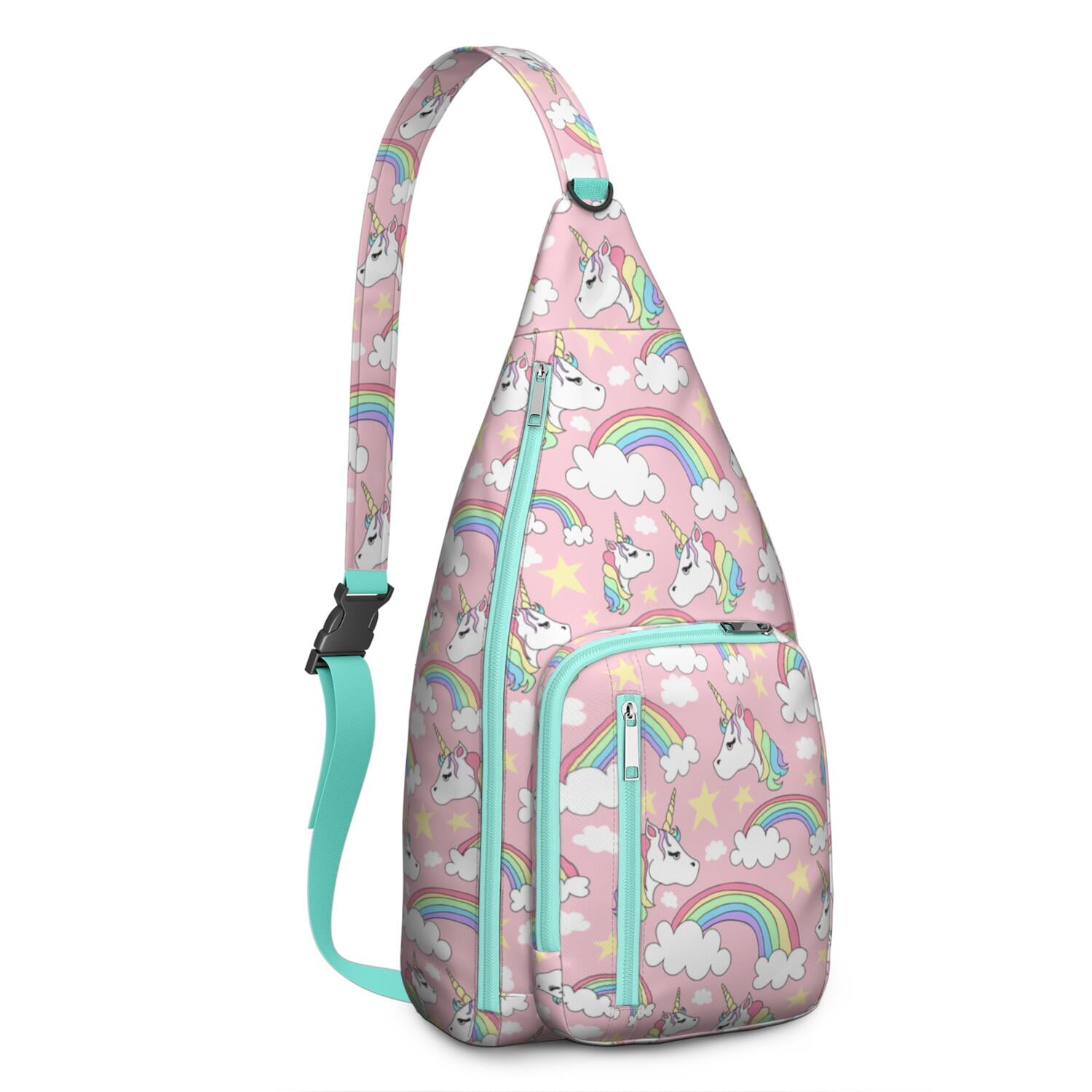 Magical Rainbow Unicorn Sling Bag - Mythical Horse Print Shoulder Backpack (Water-Resistant & Lightweight, Stylish Design)