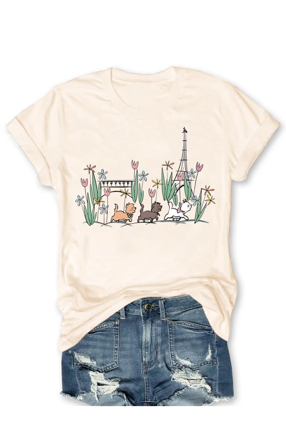 Magical Shirt for Women Castle Flower Graphic Printed Tee Family Vacation Short Sleeve Shirts for Women