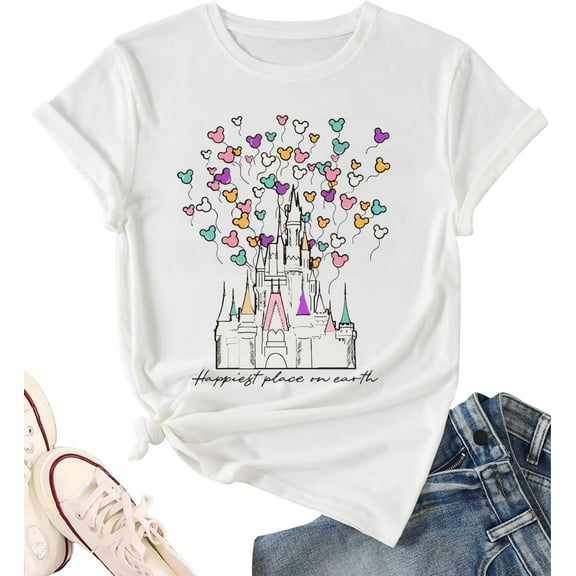 TeeHaven Womens Short Sleeve Casual Tops Crew Neck Graphic T Shirts