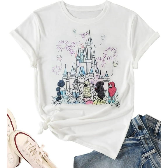 TeeHaven Womens Short Sleeve Casual Tops Crew Neck Graphic T Shirts