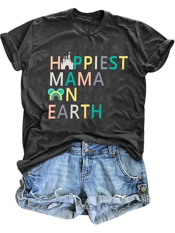 Magical Shirt for Women Happiest Mama On Earth Tee Magic Kingdom Castle T Shirt