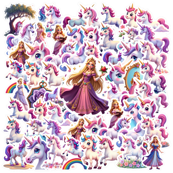 Magical Stationery Stickers Unicorn Graffiti Decals Princess Teacher Reward Stickers for Laptops Notebooks Suitcases