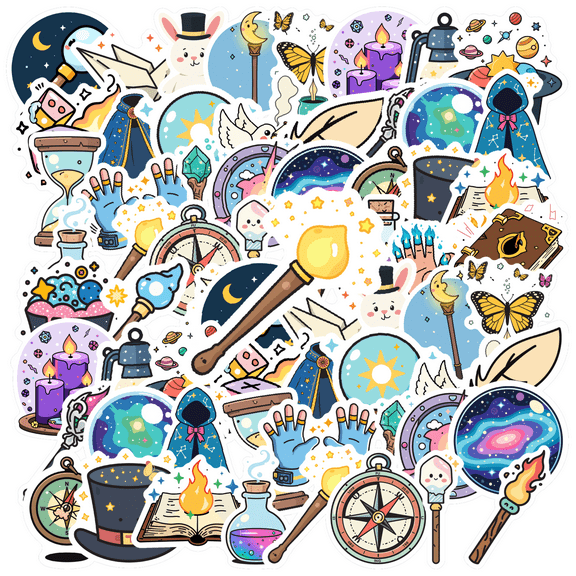Magical Stickers Stationery Stickers Enchanting Kids Stickers Toy Fantasy DIY Stickers for Laptops Phones