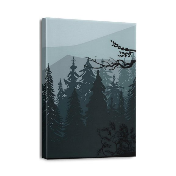 Magical Sunrise Misty Forest Print - 12x16in Canvas Artwork Perfect for Adding a Touch of Nature to Room Décor