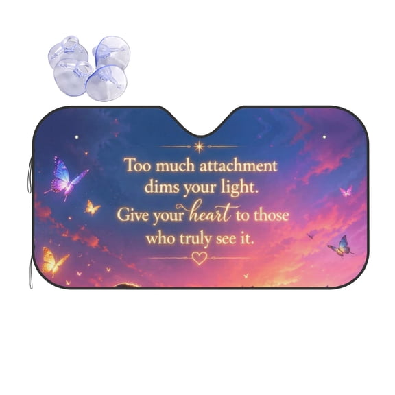 Magical Sunset Glowing Woman Butterfly Foldable Car Windshield Sun Shade, UV Protection Heat Shield