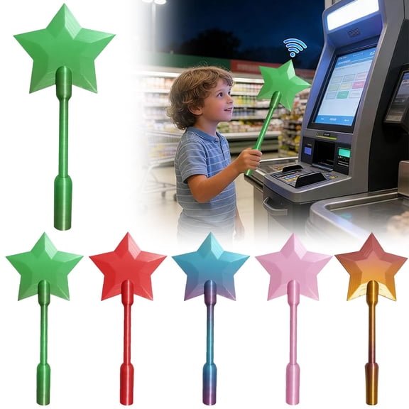 Magical Tap-to-Pay Wand for Kids – 3D Printed Star Credit Card Holder, Fun & Practical Way to Teach Financial Responsibility (Gradient Colors)