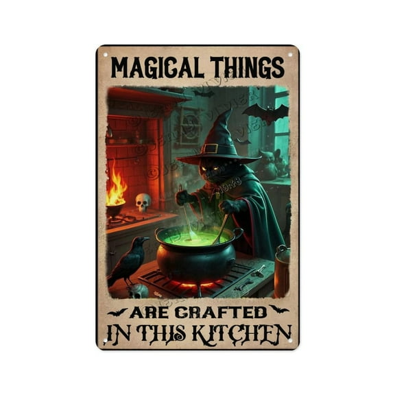 Magical Things Are Crafted In This Kitchen Black Cat  Whimsical Cat-Themed Kitchen Wall Art  Funny and Cute Kitchen Decor  Gift for Cat Lovers 12x16 inch