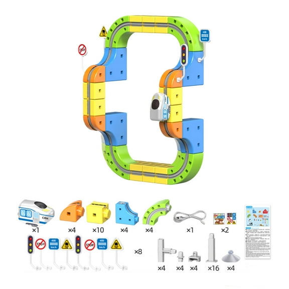 Magical Track Train – 2026 New Klick Rail Electric Train Set, USB Rechargeable 3D Building Cube Track with Signs, Flexible Gravity-Defying Race Track STEM Toy for Ages 4-8 (67PCS)