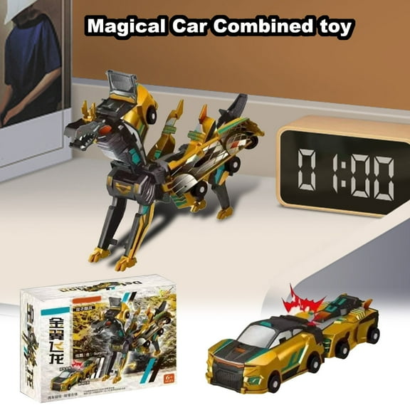 Magical Transforming Dinosaur Car Toy, Magnetic Absorption Combined Transformation, Two-In-One Car To Dinosaur Deformation With Enchanting Scene, Educational Toy For Boys Girls,
