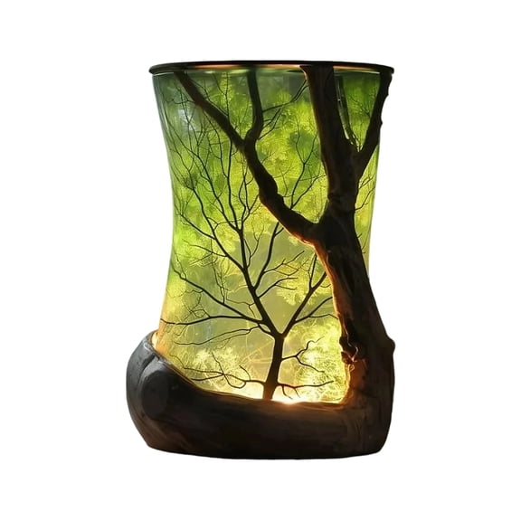 Magical Tree Pattern Nightlight Enchanting Forest Nature Inspired Resin Table Lamp For Living Room Bedroom Bedsides Decors