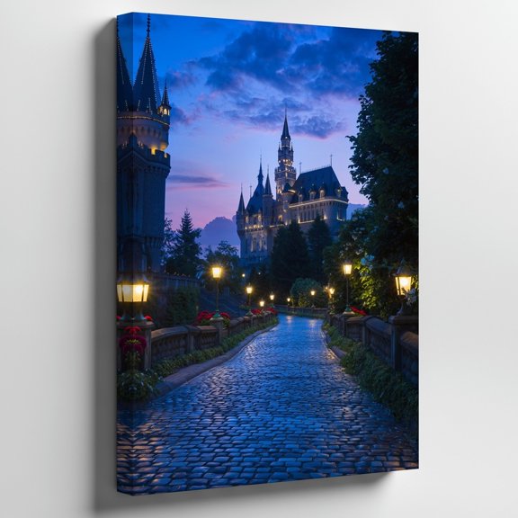 Magical Twilight Scene Featuring A Winding Cobblestone Path Leading Wall Art, Living Room And Gallery Wall Decor