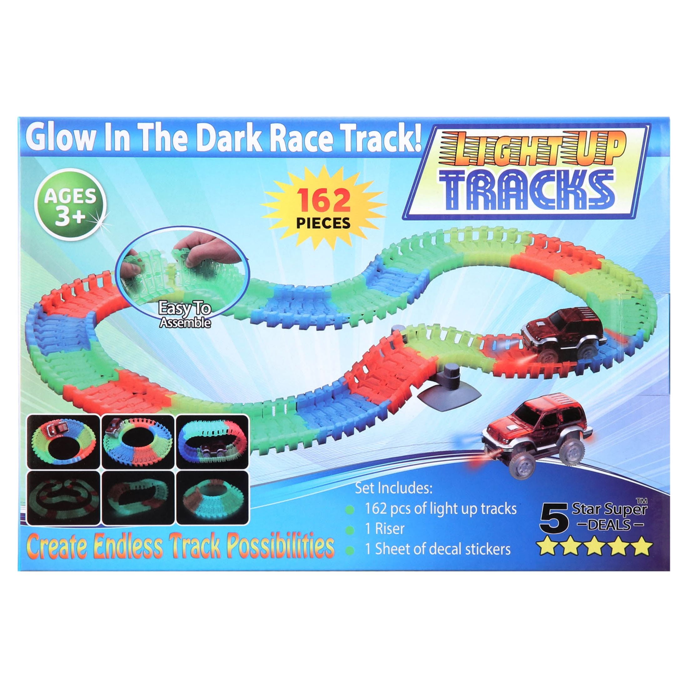 Ontel Magic Tracks Fire Rescue Glow in The Dark Racetrack Set with 10 Feet  of Speedway