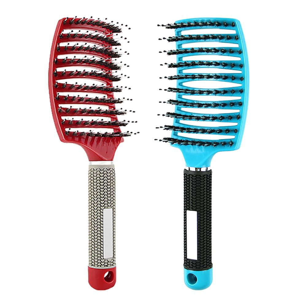Magical Ultra Detangling Brush, For Wet Or Dry Detangler Hair Brush For Men, Women And Kids, Fast Drying Styling Massage Hairbrush (Red+Blue)