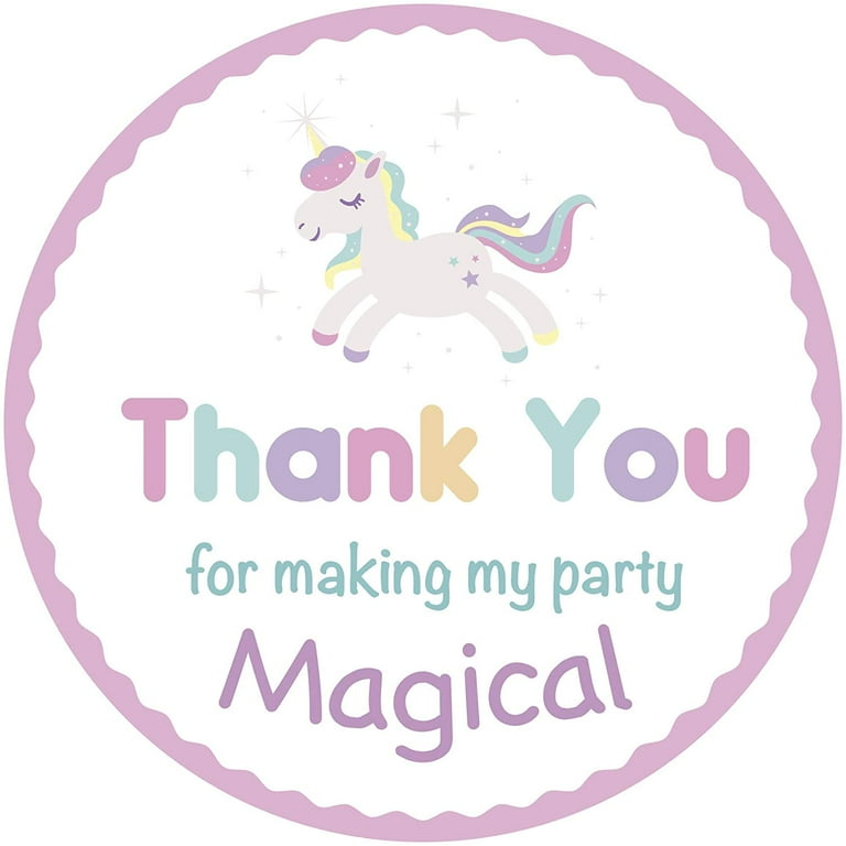 Magical Unicorn 2-inch Thank you Stickers for Unicorn Parties