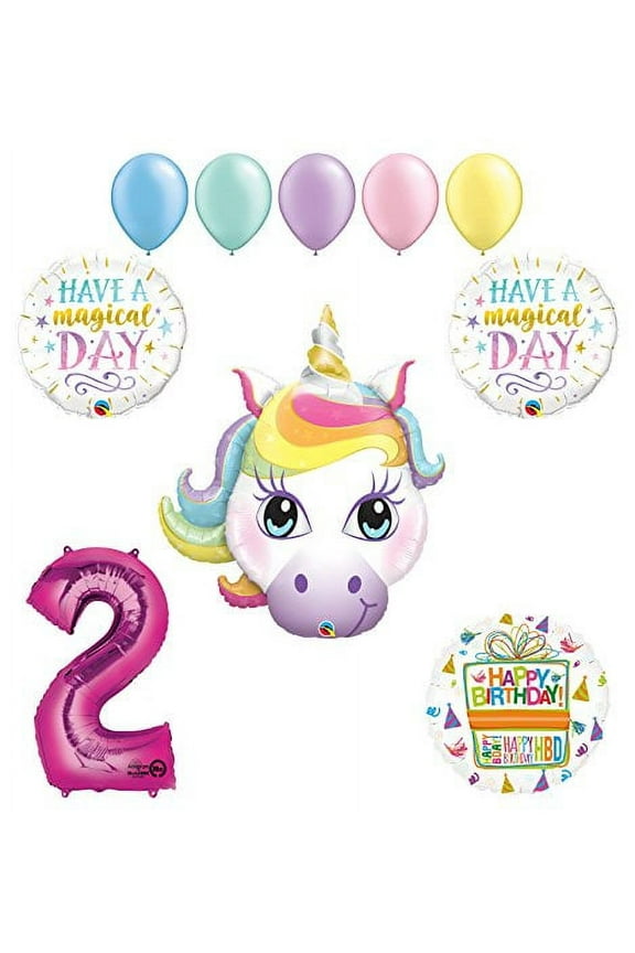 Magical Unicorn 2nd Birthday Party Supplies and Balloon Decorations
