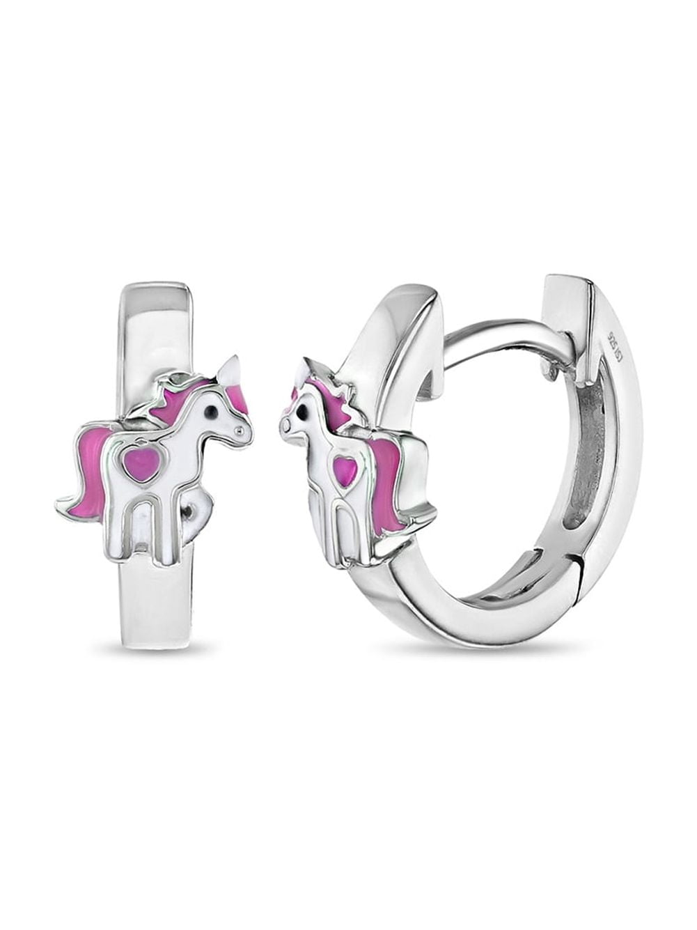 Magical Unicorn 9mm Toddler / Kids Earrings Hoop - Sterling Silver