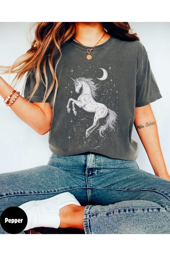 Magical Unicorn Graphic Shirt, Whimsical Celestial Festival Tee, Fantasy Theme Apparel, Comfort Colors Unisex Cotton T-Shirt, Size S-3XL