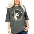 thumbnail image 1 of Magical Unicorn Graphic Tee, Moon and Stars Art T-Shirt, Mystical Floral Design Shirt, Fantasy Unicorn Clothing, Unique Gift Idea, Pepper Comfort Colors T-Shirt, 2XL, 1 of 1