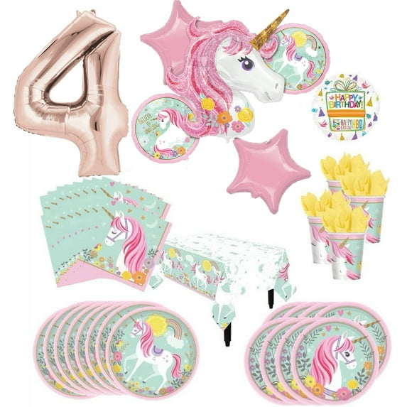 Magical Unicorn Party Supplies 8 Guests 4th Birthday Balloon Bouquet Decorations