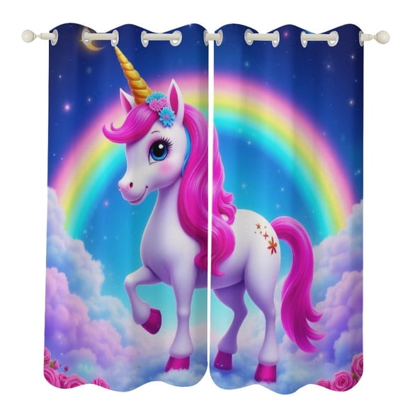 Magical Unicorn Rainbow Sky 2 Panels Curtains for Bedroom Living Room Drapes Kitchen Window Curtain Home Decor
