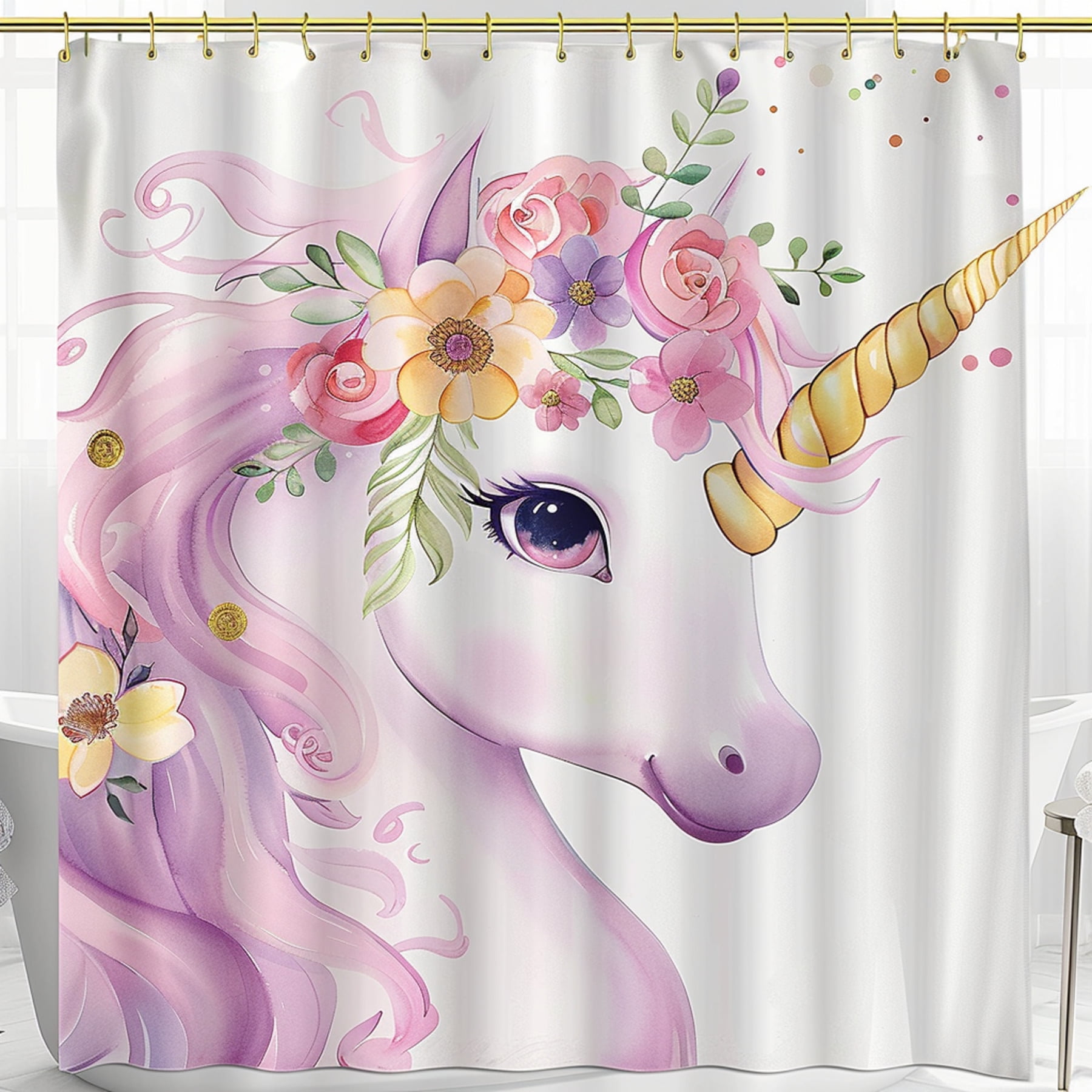 Magical Unicorn Shower Curtain Whimsical Design Elegant Touch Perfect