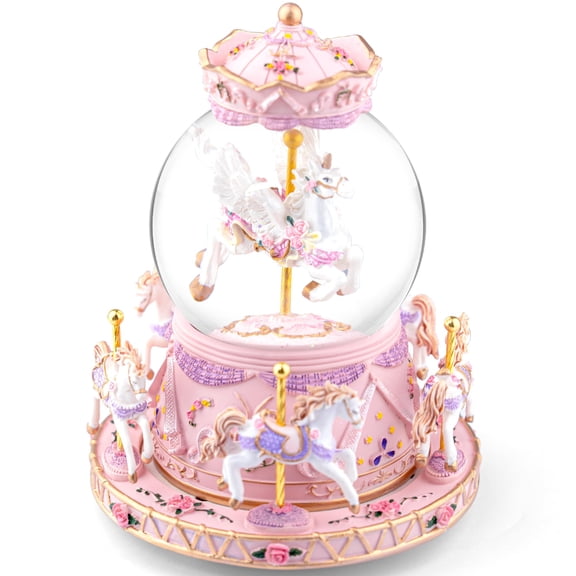 Magical Unicorn Snow Globe With "somewhere Over The Rainbow" Music  Rotating Carousel Box Led Lights & Glitter Perfect Birthday Xmas Valentine's Gift For Girls Kids Lovers