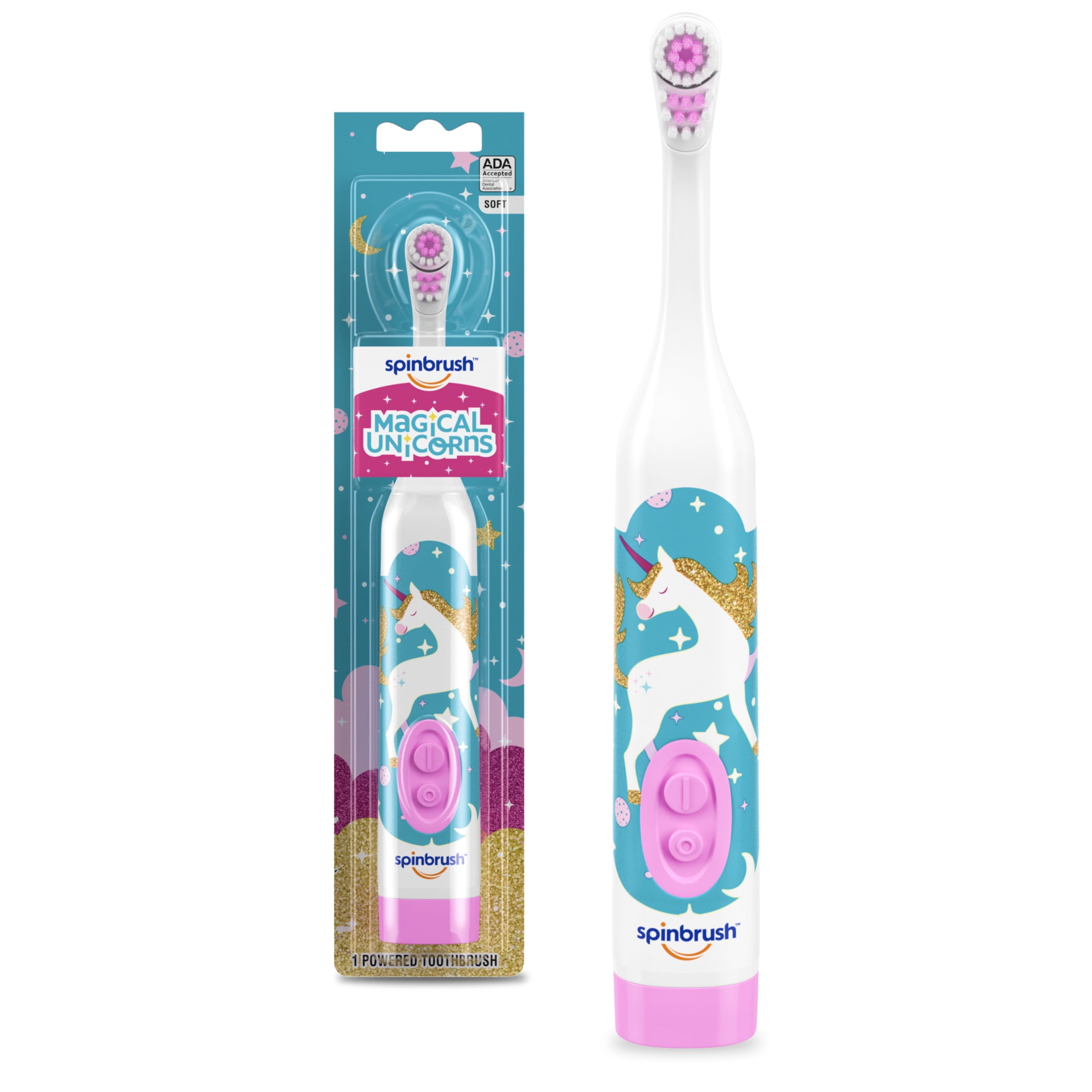 Magical Unicorn Spinbrush Kids Electric Toothbrush, Battery-Powered, Soft Bristles, Ages 3+