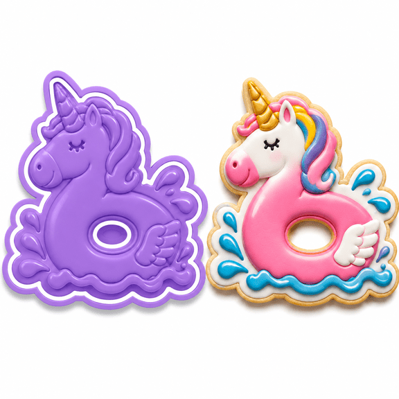 Magical Unicorn Splash Float Cookie Cutter & Embosser Stamp Set