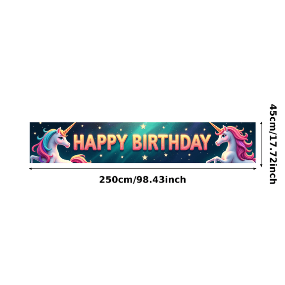 Magical Unicorn Themed Happy Birthday Banner Party Decoration Background Backdrop Photography Props for Birthday Parties Children Celebrations Photo Shoots