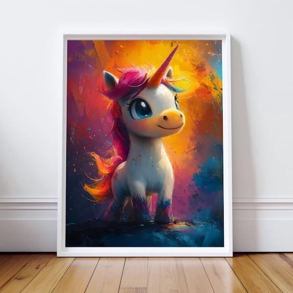 Magical Unicorn Wall Art Colorful Fantasy Poster For Girls' Room Nursery Print Rainbow Boy Illustration Free Shipping Wall Art Print