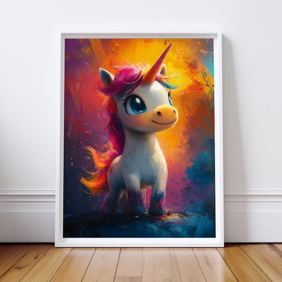 Magical Unicorn Wall Art - Colorful Fantasy Poster For Girls' Room - Nursery Print - Rainbow Boy Illustration - Free Shipping- Wall Art Print, 16x24 UNFRAMED