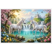 Magical Unicorn Wall Art Enchanted Forest Castle Poster Girls Bedroom Decor